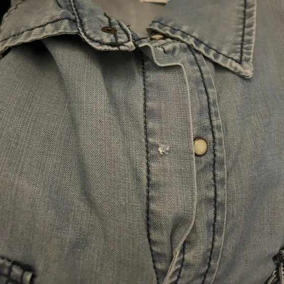 One Teaspoon Medium Wash Denim Button Down Shirts Chambray Dallas Tencel XXS - Picture 14 of 15